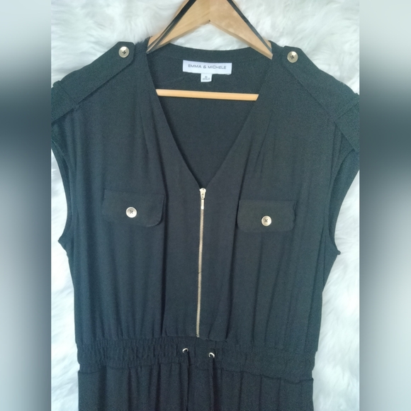 🖤 XL Emma & Michele Chic Black Sleeveless Jumpsuit with Gold Details 🖤 - Picture 4 of 5